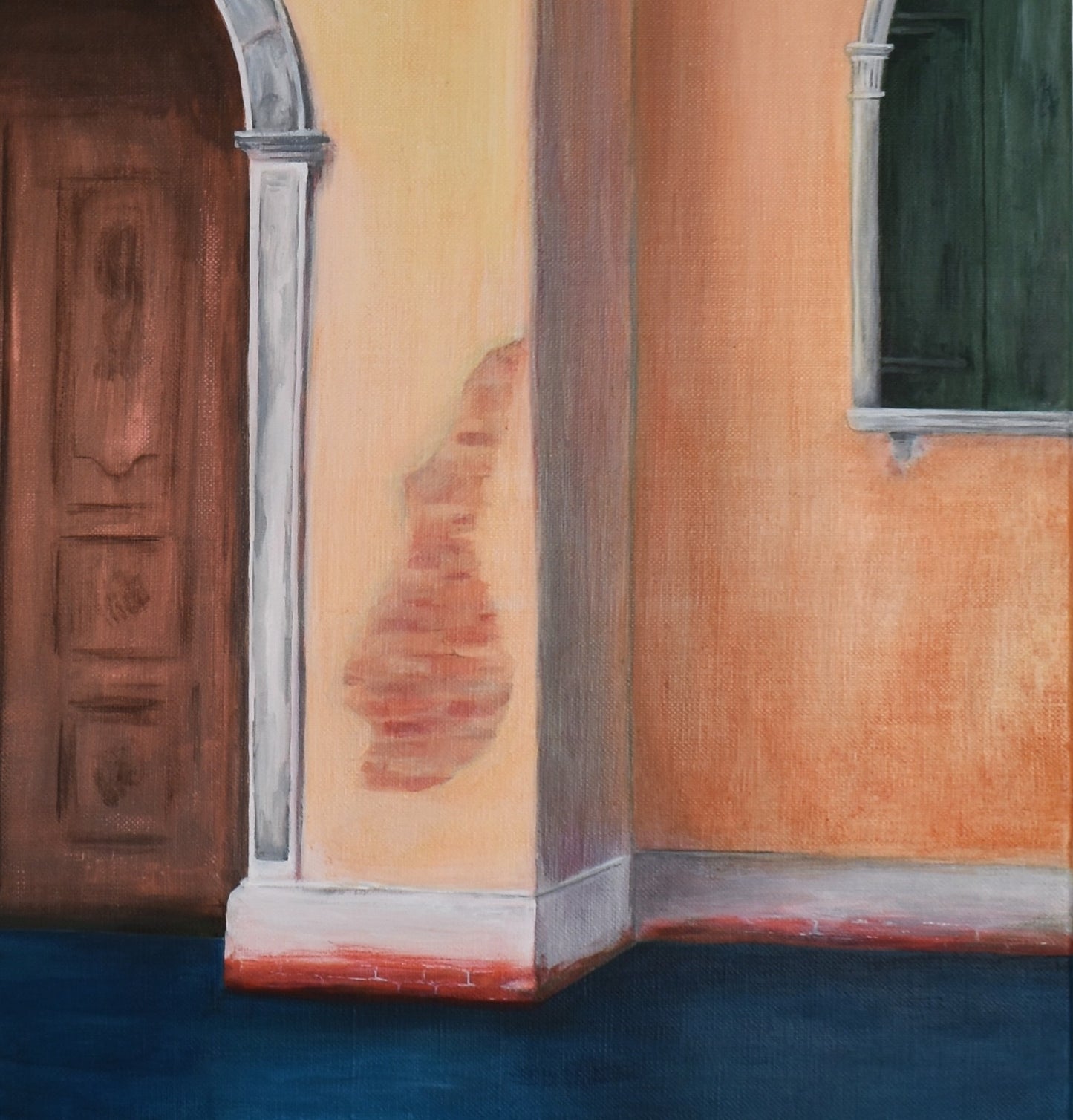 Détail du tableau d'art contemporain sur Venise Entrée sur l'eau de Laure-Anne Sarron
