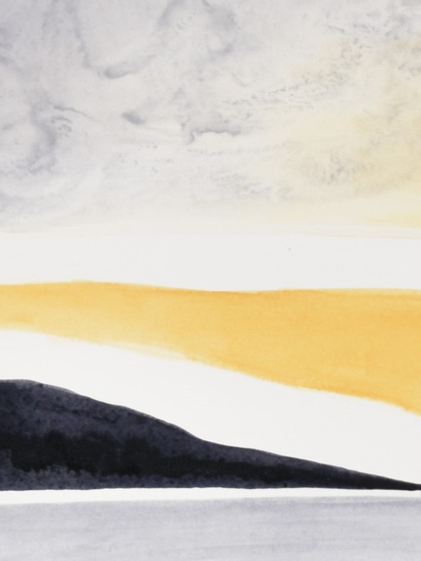 Détail de l'oeuvre abstraite de Laure-Anne Sarron à l'encre et l'aquarelle qui retranscrit des souvenirs au Pilat