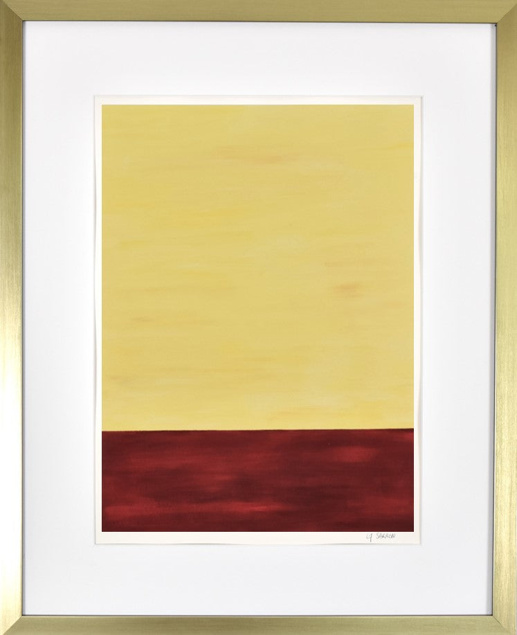 Peinture contemporaine abstraite à l'acrylique de la série Horizons de Laure-Anne Sarron qui synthétise en deux parties les couleurs de la ville de Bordeaux