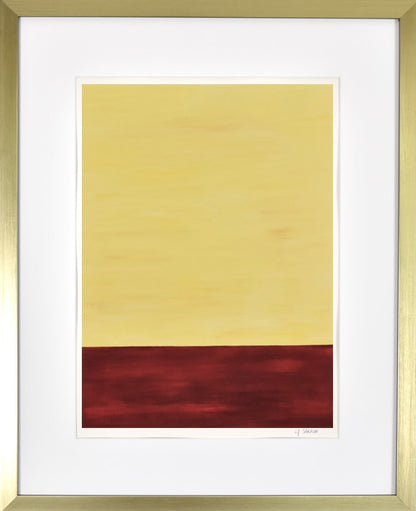 Peinture contemporaine abstraite à l'acrylique de la série Horizons de Laure-Anne Sarron qui synthétise en deux parties les couleurs de la ville de Bordeaux