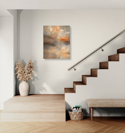 Lumen oeuvre contemporaine abstraite de Laure-Anne Sarron. Peinture à l'huile avec une palette de couleurs restreintes.