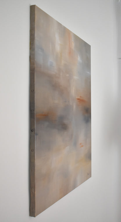 Tranche tableau Lumen oeuvre contemporaine abstraite de Laure-Anne Sarron. Cette peinture à l'huile appartient à la série Chromie.