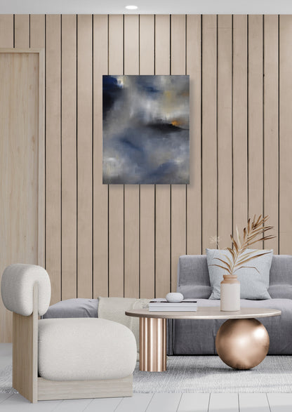 Persistances oeuvre contemporaine abstraite de Laure-Anne Sarron. Peinture à l'huile avec une palette de couleurs restreintes.