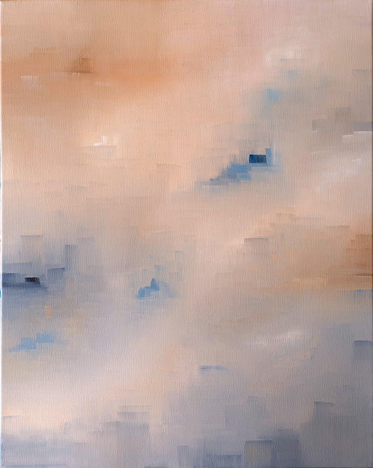 Tableau art abstrait, peinture à l'huile. Rivage est issu de la série Chromie de Laure-Anne Sarron