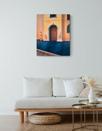 Peinture art contemporain sur Venise Entrée sur l'eau de Laure-Anne Sarron