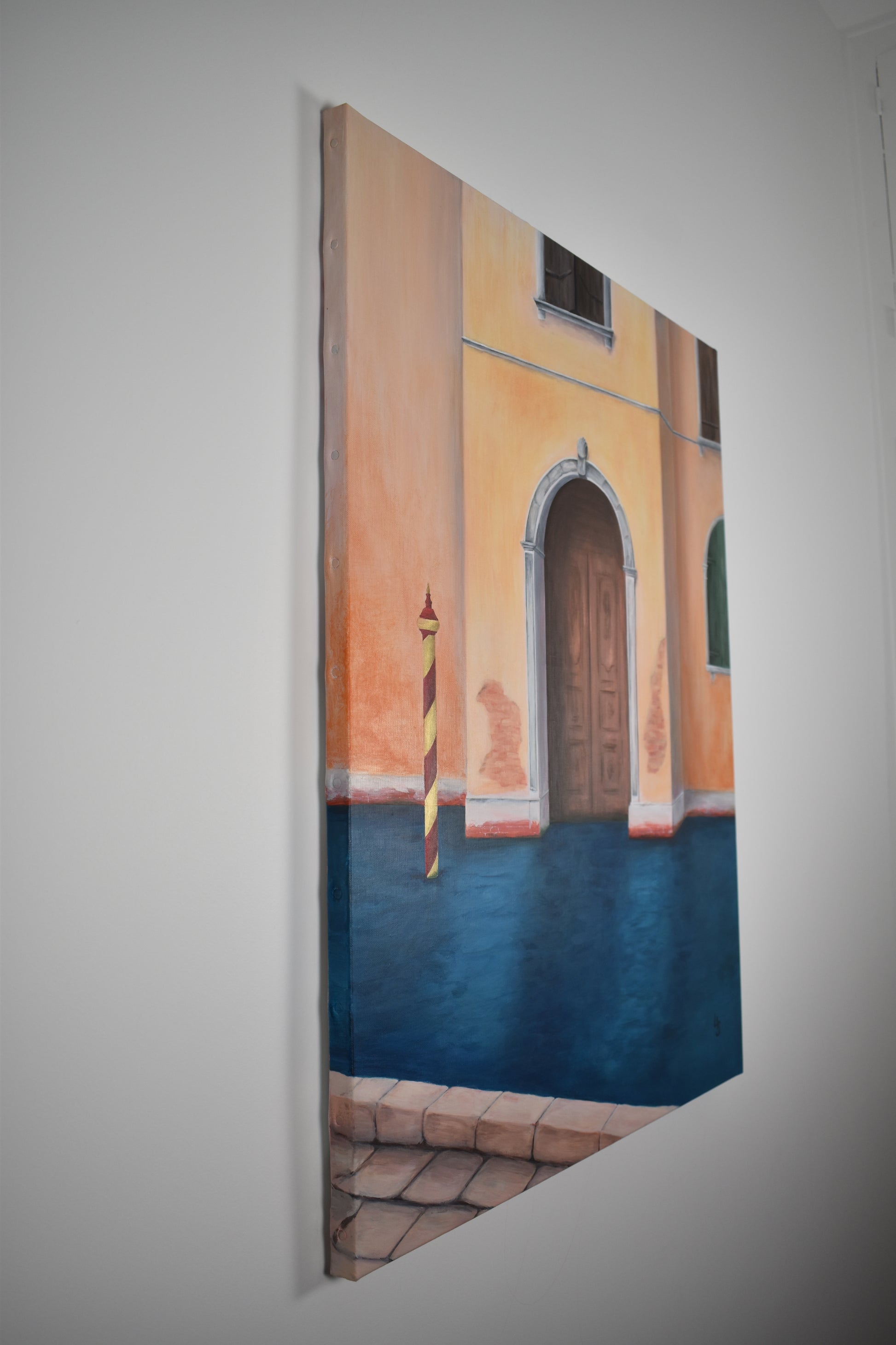 Tranche du tableau d'art contemporain sur Venise Entrée sur l'eau de Laure-Anne Sarron
