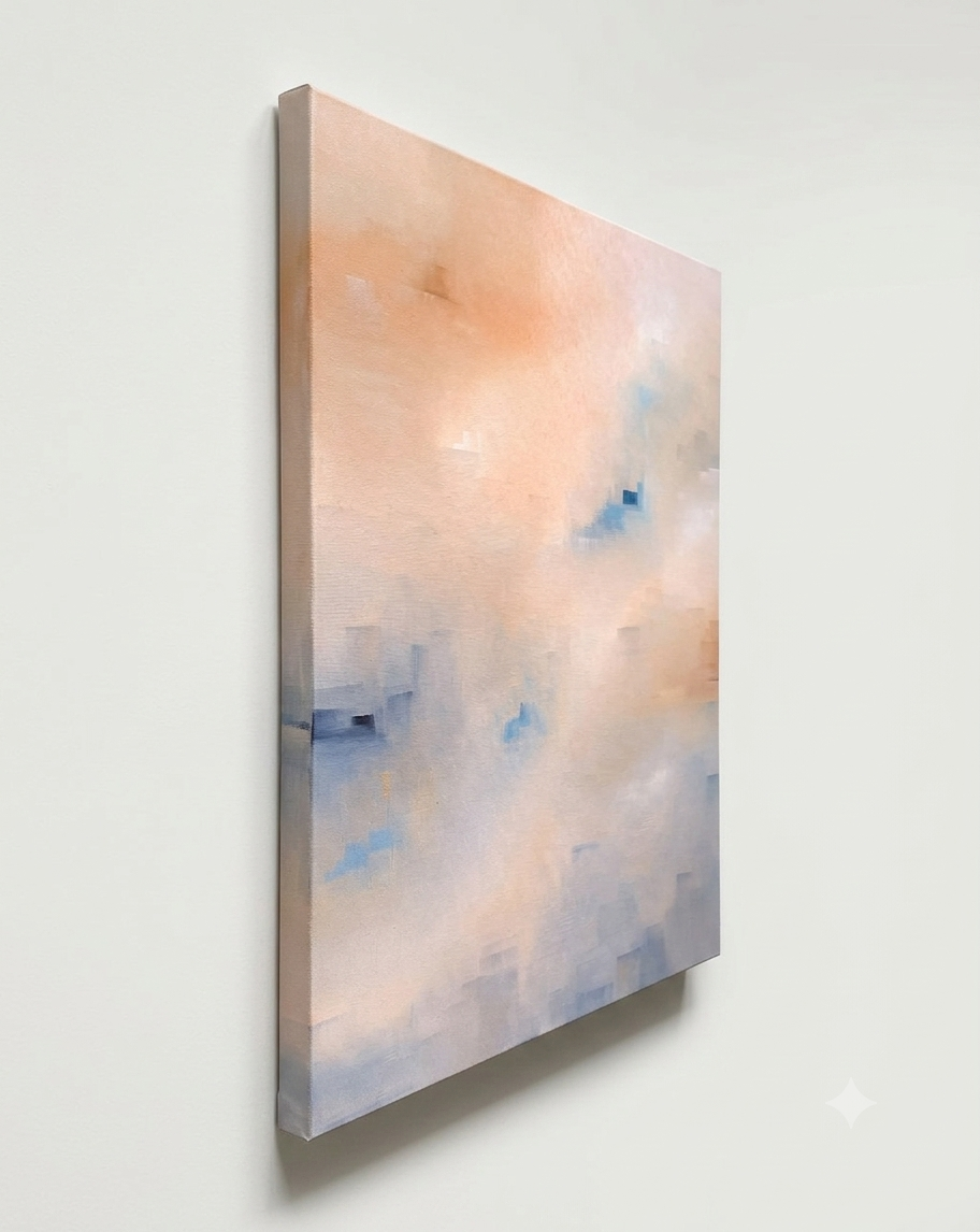 Tranche du tableau Rivage vue de profil, art abstrait de Laure-Anne Sarron, Paris