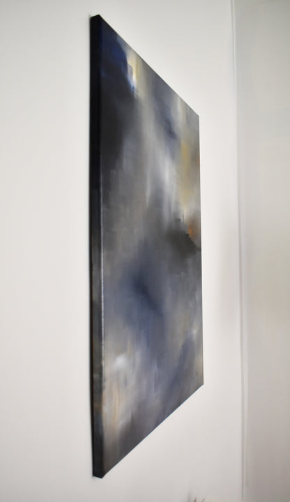 Tranche tableau Persistances oeuvre contemporaine abstraite de Laure-Anne Sarron. Cette peinture à l'huile appartient à la série Chromie.