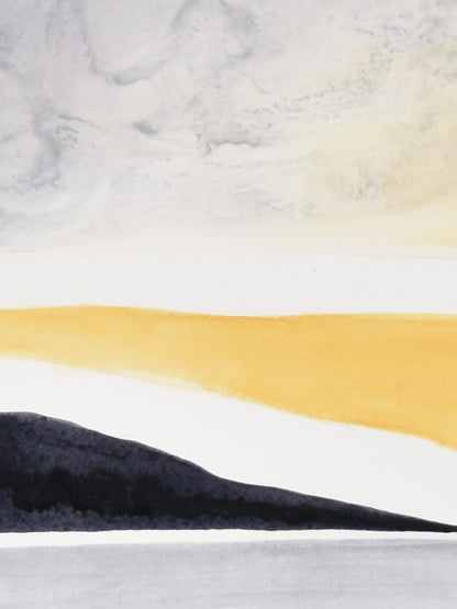 Détail de l'oeuvre abstraite de Laure-Anne Sarron à l'encre et l'aquarelle qui retranscrit des souvenirs au Pilat