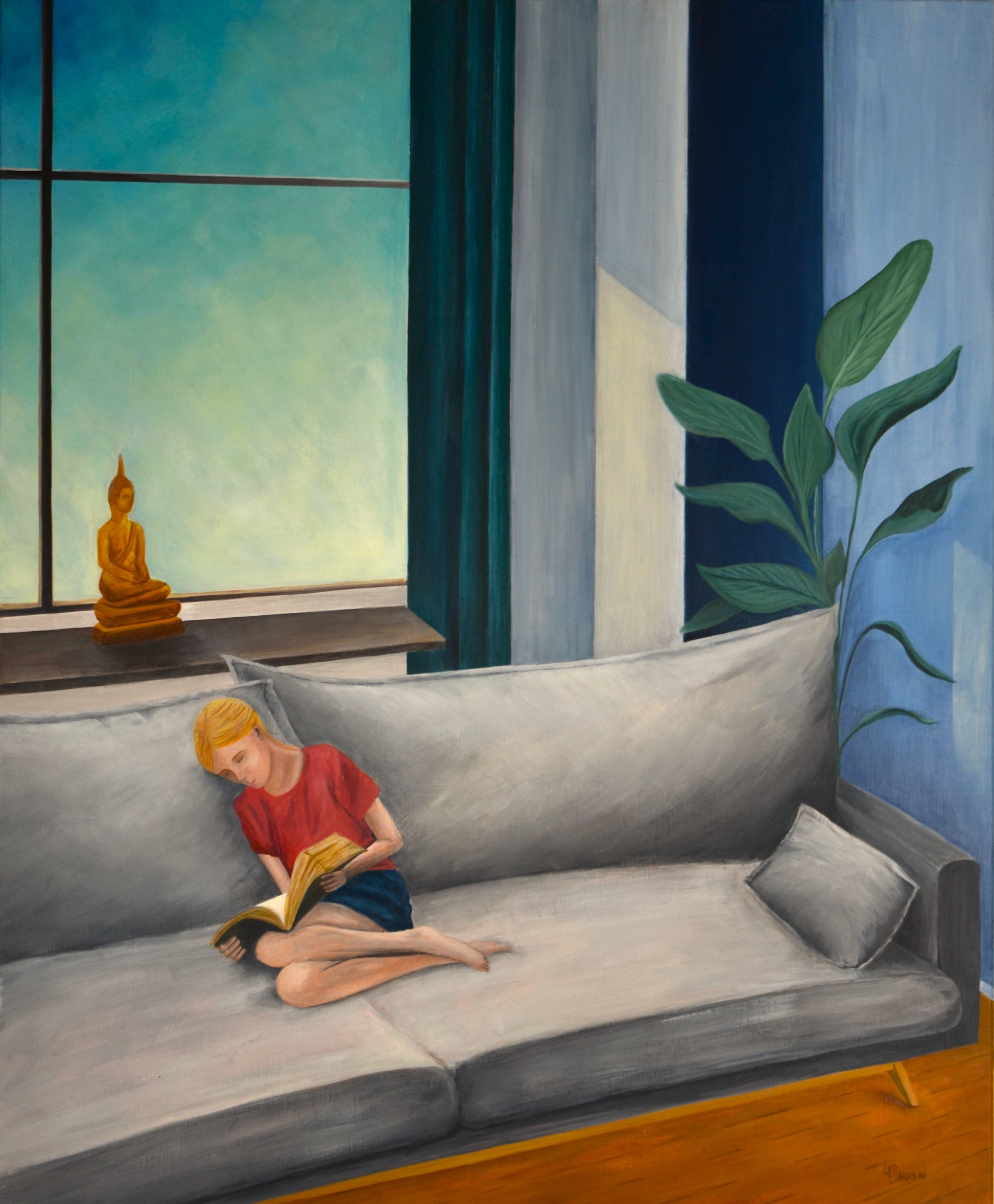Refuge tableau art contemporain figuratif par Laure-Anne Sarron
