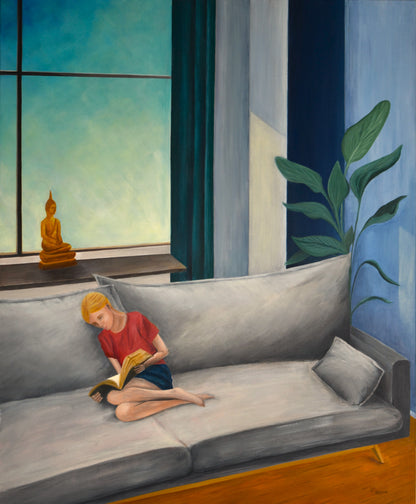 Refuge tableau art contemporain figuratif par Laure-Anne Sarron
