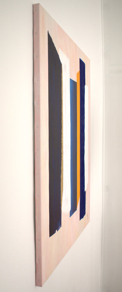 Piliers, tranche du tableau contemporain de Laure-Anne Sarron. 7 bandes verticales qui représentent mes 7 piliers de vie. 